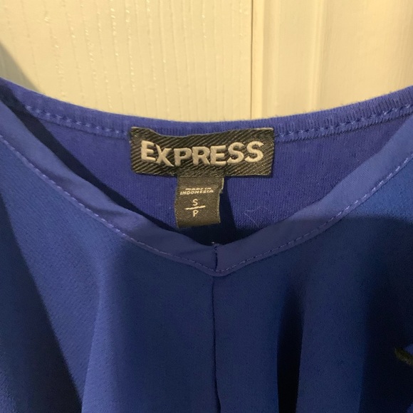 Express blue tank top with ruffle front - Picture 4 of 6